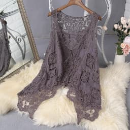 Hippie Froral Patch Design Vest Retro Vintage Crochet Summer Beach Cover Up Top Asymmetric Open Stitch Kimono Cardigain 2023