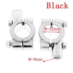 Motorcycle Mirror Mount Clamp Rear View Mirror Holder Adapter Silver Black Metal 22mm 25mm Handlebar 10mm 8mm Thread 2PCS