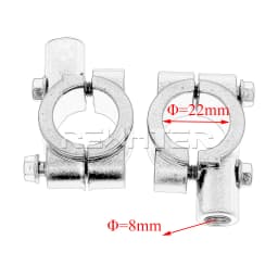 Motorcycle Mirror Mount Clamp Rear View Mirror Holder Adapter Silver Black Metal 22mm 25mm Handlebar 10mm 8mm Thread 2PCS