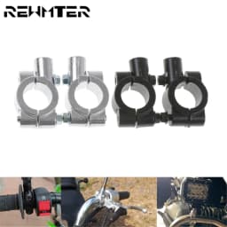 Motorcycle Mirror Mount Clamp Rear View Mirror Holder Adapter Silver Black Metal 22mm 25mm Handlebar 10mm 8mm Thread 2PCS