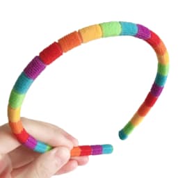 Women Autumn Wash Face Plush Headband Rainbow Striped Elastic Styling Hair Hoop 634C