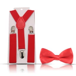 HUISHI Suspenders Kids Boy Girl Childrens Christmas Bow Tie Red Blue Suspenders Wedding Costume Adjustable Y-Back Black Braces