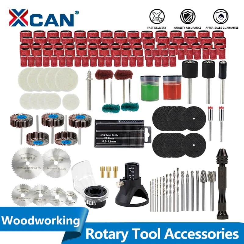 XCAN Abrasive Tool for Dremel Rotary Tool Sanding Grinding Drilling HSS Saw Blade Sanding Drum Woolen Polishing Wheel Wood Drill