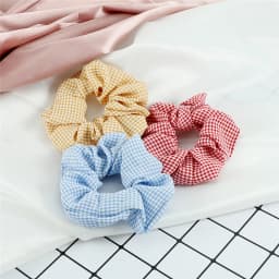 3pcs/set Heart Stripes Plaid Dots Hair Bands Satin Cotton Silk Hair Ties for Women Girls Elastic Rope Hair Accessories Scrunchie