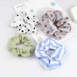 3pcs/set Heart Stripes Plaid Dots Hair Bands Satin Cotton Silk Hair Ties for Women Girls Elastic Rope Hair Accessories Scrunchie