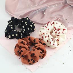 3pcs/set Heart Stripes Plaid Dots Hair Bands Satin Cotton Silk Hair Ties for Women Girls Elastic Rope Hair Accessories Scrunchie