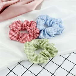 3pcs/set Heart Stripes Plaid Dots Hair Bands Satin Cotton Silk Hair Ties for Women Girls Elastic Rope Hair Accessories Scrunchie