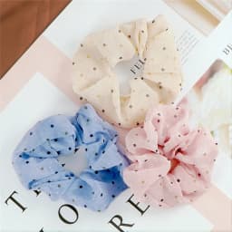 3pcs/set Heart Stripes Plaid Dots Hair Bands Satin Cotton Silk Hair Ties for Women Girls Elastic Rope Hair Accessories Scrunchie