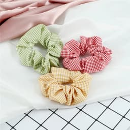 3pcs/set Heart Stripes Plaid Dots Hair Bands Satin Cotton Silk Hair Ties for Women Girls Elastic Rope Hair Accessories Scrunchie