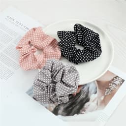 3pcs/set Heart Stripes Plaid Dots Hair Bands Satin Cotton Silk Hair Ties for Women Girls Elastic Rope Hair Accessories Scrunchie