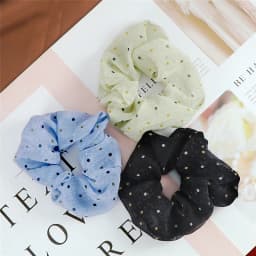 3pcs/set Heart Stripes Plaid Dots Hair Bands Satin Cotton Silk Hair Ties for Women Girls Elastic Rope Hair Accessories Scrunchie
