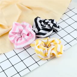 3pcs/set Heart Stripes Plaid Dots Hair Bands Satin Cotton Silk Hair Ties for Women Girls Elastic Rope Hair Accessories Scrunchie