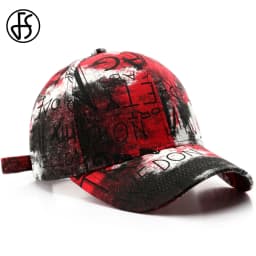 FS Winter Black Red Graffiti Print Baseball Caps For Men Cotton Women Trucker Hat Streetwear Hip Hop Cap Gorras Para Hombre 2026
