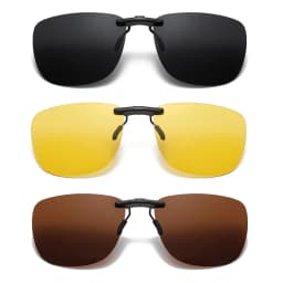 Square Clip On Sunglasses Women Polarized Black Lens UV400 Night Vision Driving Men Goggles Clips Anti Glare Vintage Glasses