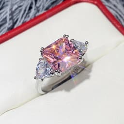 High Quality Big AAA Pink Yellow White Zircon Rings for Women Luxury Full CZ Wedding Rings Ladies Girls Party Jewelry Best Gifts