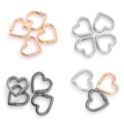 5Pcs/lot 25mm Metal Heart Shape Spring Clasps Openable Carabiner Keychain Bag Clips Hook Dog Chain Buckles Connector Accessories