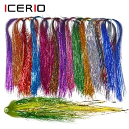 ICERIO Soft Holographic Flat Krystal Flash Tinsel Flashabou Fly Tying Material Pike Trout Streamers Jig Fishing Hook Lure