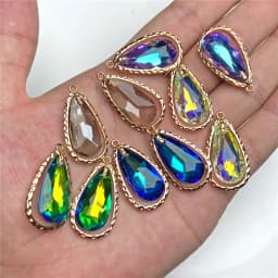 Wholesale 5pcs Various Polished Glass Crystal Pendants Charms For DIY Earrings Necklace Making Jewelry Supplies Accessories