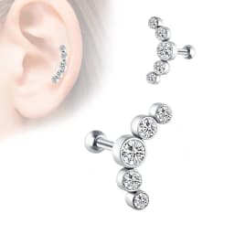 1PCS Crystal Cartilage Piercing Helix Earring Stud Barbell Stainless Steel Tragus Stud Earrings Cluster Daith Jewelry For Women