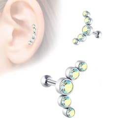 1PCS Crystal Cartilage Piercing Helix Earring Stud Barbell Stainless Steel Tragus Stud Earrings Cluster Daith Jewelry For Women