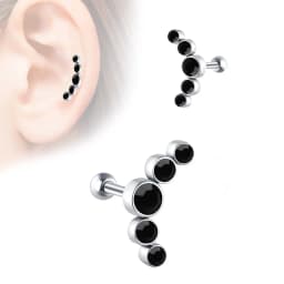 1PCS Crystal Cartilage Piercing Helix Earring Stud Barbell Stainless Steel Tragus Stud Earrings Cluster Daith Jewelry For Women