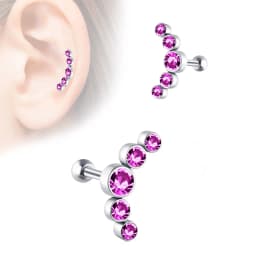 1PCS Crystal Cartilage Piercing Helix Earring Stud Barbell Stainless Steel Tragus Stud Earrings Cluster Daith Jewelry For Women