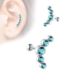 1PCS Crystal Cartilage Piercing Helix Earring Stud Barbell Stainless Steel Tragus Stud Earrings Cluster Daith Jewelry For Women
