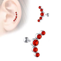 1PCS Crystal Cartilage Piercing Helix Earring Stud Barbell Stainless Steel Tragus Stud Earrings Cluster Daith Jewelry For Women