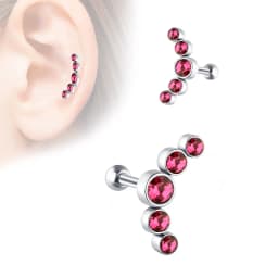 1PCS Crystal Cartilage Piercing Helix Earring Stud Barbell Stainless Steel Tragus Stud Earrings Cluster Daith Jewelry For Women