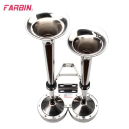 FARBIN 12V/24V Marine Boat Stainless Steel Dual Trumpet Electric Horn with Mounting Bracket for Ship Sailboat Yacht Car Trucks