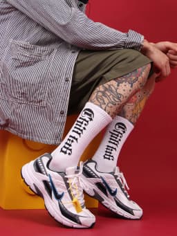 CHILL LAB Premium Cotton Men Crew Socks Streetwear Hiphop Gothic Skateboard Breathable White Women Mid-Tube Socks SWAG LIFE