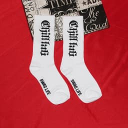 CHILL LAB Premium Cotton Men Crew Socks Streetwear Hiphop Gothic Skateboard Breathable White Women Mid-Tube Socks SWAG LIFE