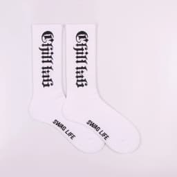 CHILL LAB Premium Cotton Men Crew Socks Streetwear Hiphop Gothic Skateboard Breathable White Women Mid-Tube Socks SWAG LIFE