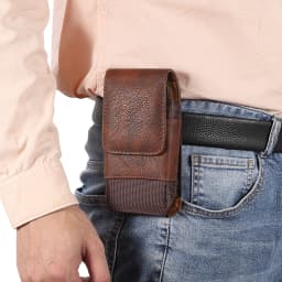 Universal Leather Men Waist Bag Mobile Phone Belt Clip Case For iPhone Samsung Galaxy Xiaomi Redmi Poco Oppo 7 Pro Holster Pouch