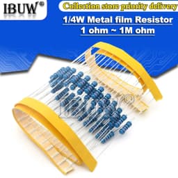 100pcs 1/4W Metal film resistor 1R~22M 1% 100R 220R 1K 1.5K 2.2K 4.7K 10K 22K 47K 100K 100 220 1K5 2K2 4K7 ohm resistance