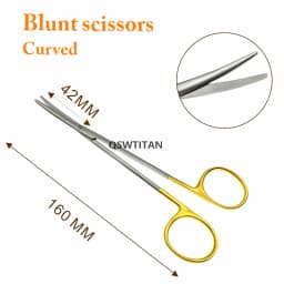 Gold handle blunt scissors nose plastic tool nasal head round scissors double eyelid tools