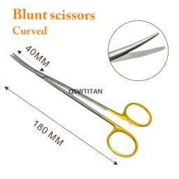 Gold handle blunt scissors nose plastic tool nasal head round scissors double eyelid tools