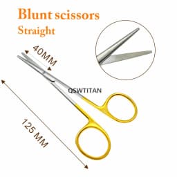 Gold handle blunt scissors nose plastic tool nasal head round scissors double eyelid tools