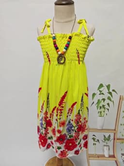 Summer Girls Floral Dress Sling Ruffles Bohemian Beach Princess Dresses for Girl Clothing  2 6 8 12 Years With Necklace Gift