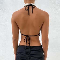 Pink Sleeveless Sexy Crop Tops Women Backless Lacing Camis Wireless Bralette Tanks Spaghetti Strap Halter Cropped Top Camisole