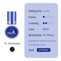 GLAMLASH Eyelash Extension Glue Individual False Lashes Black Adhesive Kit for Professional Use 0.3-2 Sec Dry Time