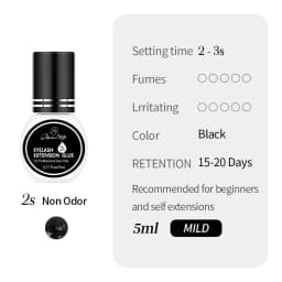 GLAMLASH Eyelash Extension Glue Individual False Lashes Black Adhesive Kit for Professional Use 0.3-2 Sec Dry Time