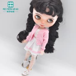Blyth Doll Clothes Fashion Three-piece Purple Wool Cardigan for Toys Azone OB23 OB24 Doll Accessories