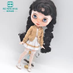 Blyth Doll Clothes Fashion Three-piece Purple Wool Cardigan for Toys Azone OB23 OB24 Doll Accessories
