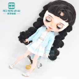 Blyth Doll Clothes Fashion Three-piece Purple Wool Cardigan for Toys Azone OB23 OB24 Doll Accessories