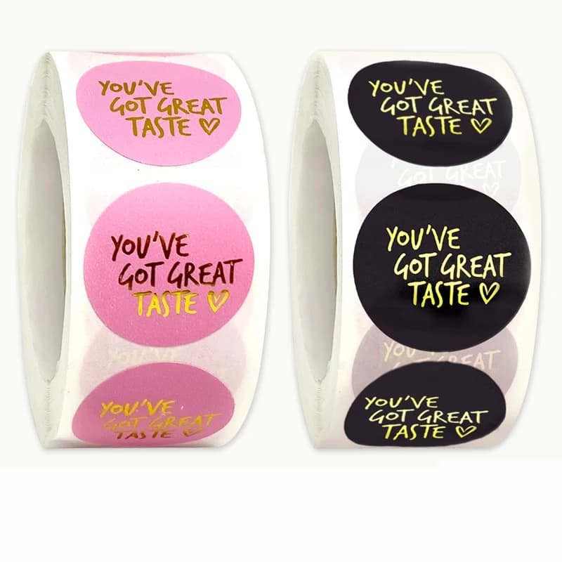 500pcs Pink Black You've Got Great Taste Stickers Gold Foil Business Thank You Stickers Shipping Labels Handmade Gift Sealing