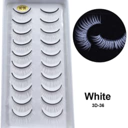 10Paris/Lot Rainbow Colorful Mink False Eyelashes White Bulk Red Purple Blue Colors Fake Lashes for Dolls Cosplay Makeup Cilias