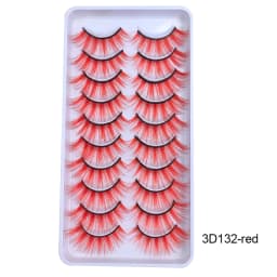 10Paris/Lot Rainbow Colorful Mink False Eyelashes White Bulk Red Purple Blue Colors Fake Lashes for Dolls Cosplay Makeup Cilias