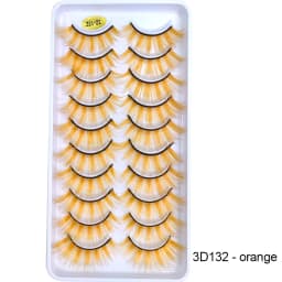 10Paris/Lot Rainbow Colorful Mink False Eyelashes White Bulk Red Purple Blue Colors Fake Lashes for Dolls Cosplay Makeup Cilias
