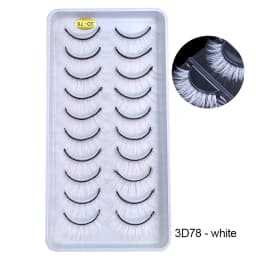 10Paris/Lot Rainbow Colorful Mink False Eyelashes White Bulk Red Purple Blue Colors Fake Lashes for Dolls Cosplay Makeup Cilias
